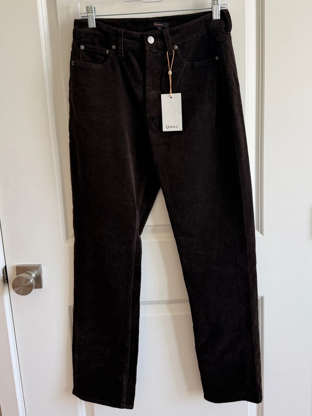 Quince Organic Stretch Corduroy Straight Leg Pants Espresso 6 NWT